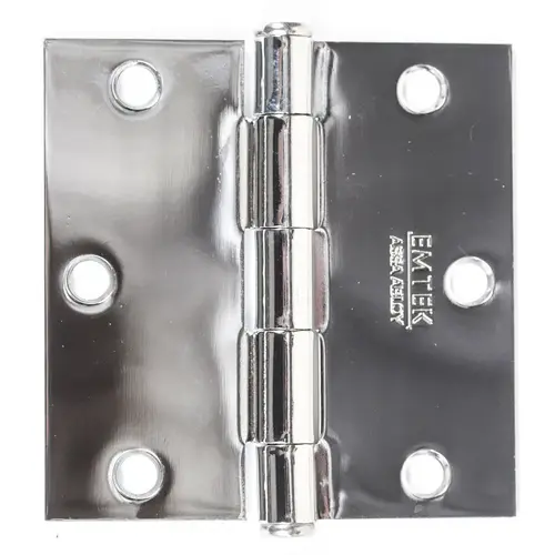 3-1/2" X 3-1/2" Square Steel Residential Duty Hinge Bright Chrome Finish Pair