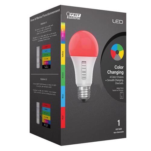 Feit Electric A19RGBY6WY/LEDI Party Bulb A19 E26 (Medium) Multi-Colored 4.5 Watt Equivalence Gloss White