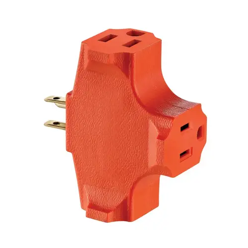 003-00694-000 Outlet Adapter, 2 -Pole, 15 A, 125 V, 3 -Outlet, NEMA: NEMA 5-15R, Orange