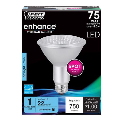 LED Bulb, Flood/Spotlight, PAR30 Lamp, 75 W Equivalent, E26 Lamp Base, Dimmable Frosted