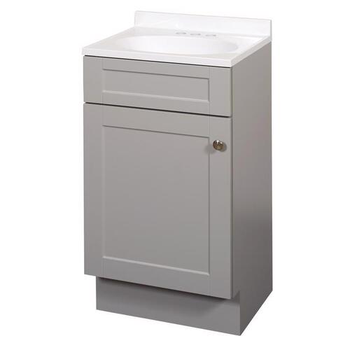 Zenna Home SBC18GY 1-Door Shaker Vanity with Top, Wood, Cool Gray, Cultured Marble Sink, White Sink
