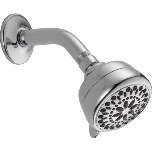 Shower Head, Round, 1.75 gpm, 1/2 in Connection, IPS, 7-Spray Function, ABS, Chrome, 3-3/8 in Dia