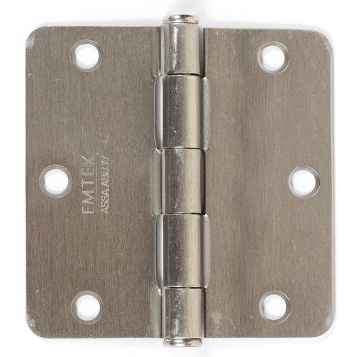 3-1/2" X 3-1/2" 1/4" Radius Steel Residential Duty Hinge Satin Nickel Finish Pair