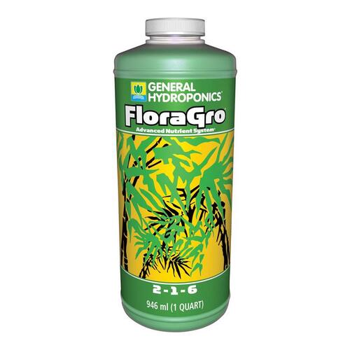 General Hydroponics HGC718040 Nutrient System FloraGro Organic Liquid 1 qt