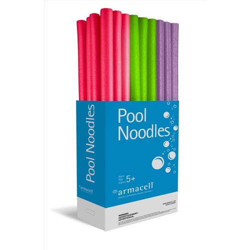Pool Noodle, Round, Polyethylene, Blue/Orange/Pink/Teal