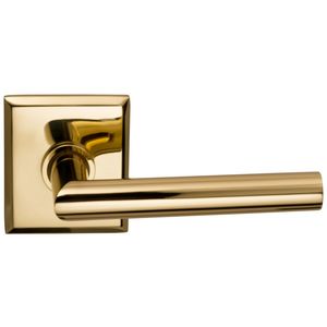912 Lever with Rectangular Rose Single Dummy Lever Bright Brass Finish