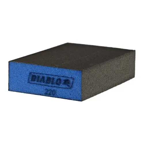 ENDURA-BOND Flat Edge Sanding Block, 4 in L, 2-1/2 in W, 220 Grit, Ultra Fine Black/Blue