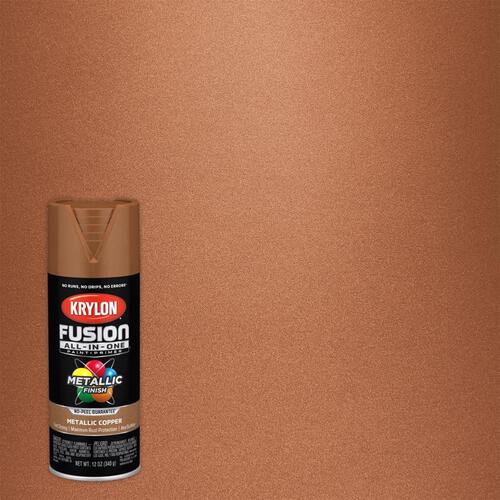 Fusion Primer and Spray Paint, Metallic, Copper, 12 oz, Aerosol Can - pack of 6