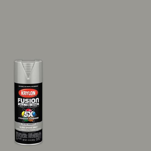 Fusion Primer and Spray Paint, Gloss, Smoke Gray, 12 oz, Aerosol Can