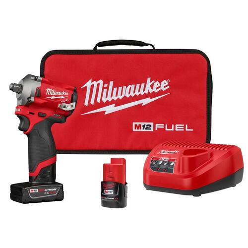 Stubby Impact Wrench M12 FUEL 12 V 1/2" Cordless Brushless Kit (Battery & Charger)