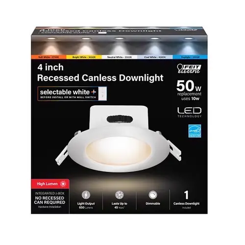 Feit Electric LEDR4JBX/6WYCA Dimmable Recessed J-Box