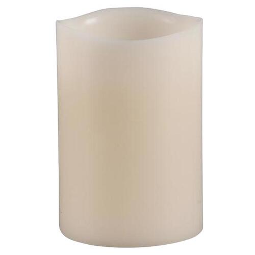 Everlasting Glow 33078 Flameless Flickering Candle Bisque Vanilla Scent Melted Edge Pillar 6" H X 4" Bisque