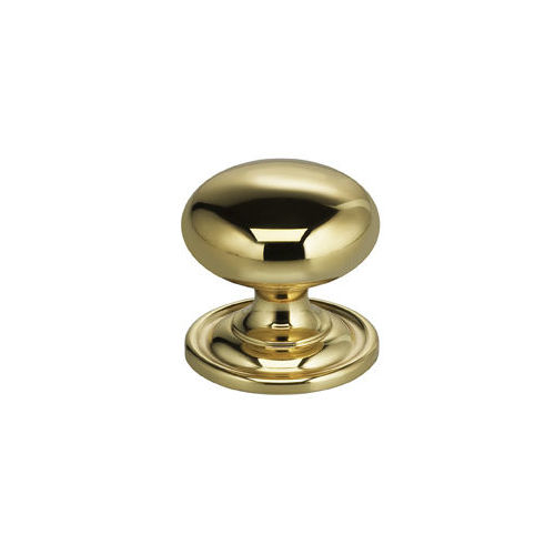 1-3/16" Round Cabinet Knob with Backplate Bright Brass Finish