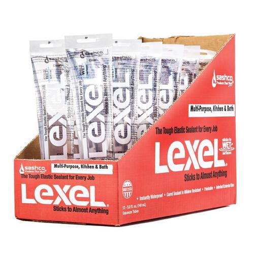 Lexel 13013 Elastic Sealant, Clear, 7 days Curing, 0 to 120 deg F, 5 oz Squeeze Tube