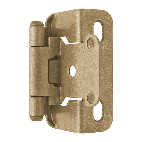 1/2" (13 mm) Overlay Self Closing Partial Wrap Cabinet Hinge Burnished Brass Finish - Pair