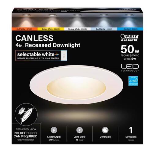 Canless Recessed Downlight LED Retrofits White 5" W LED 9 W White