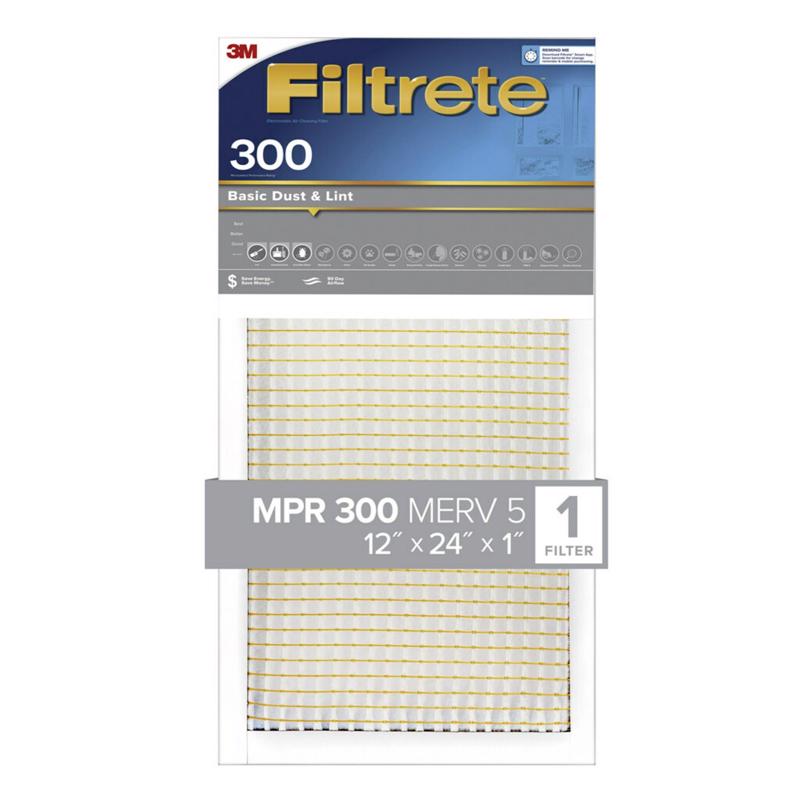 Filtrete BA20-4 12x24 x 1 In. Basic Dust & Lint Pleated Furnace Air Filter, Gray, MPR 300, 3 Months