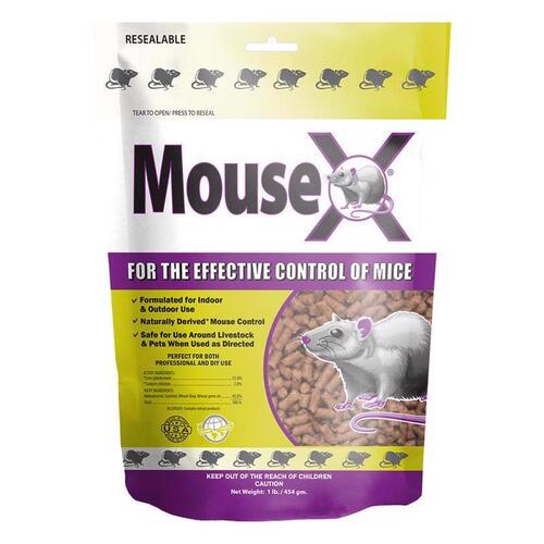 MouseX 620201 MouseX Pellets - Mouse Bait 1-LB Resealable Bag
