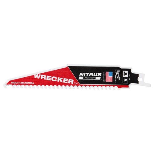 Reciprocating Saw Blade Wrecker 6" Nitrus Carbide 6 TPI Red