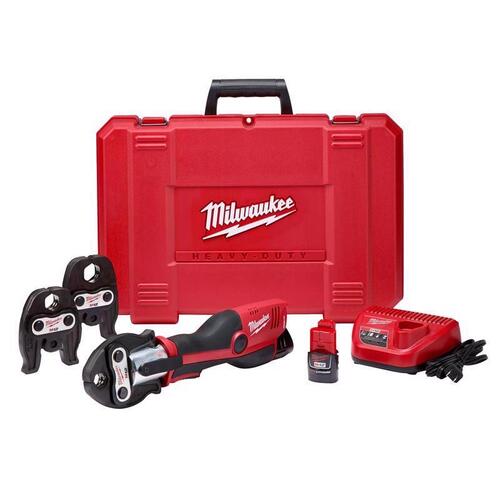 Milwaukee 2473-22 M12 12-Volt Lithium-Ion Force Logic Cordless Press Tool Kit (3 Jaws Included) with Two 1.5 Ah Battery and Hard Case