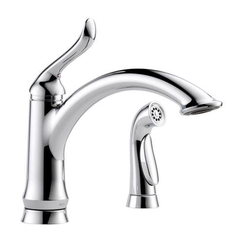 Linden Series Kitchen Faucet with Side Sprayer, 1.8 gpm, 1-Faucet Handle, Zinc, Chrome Plated