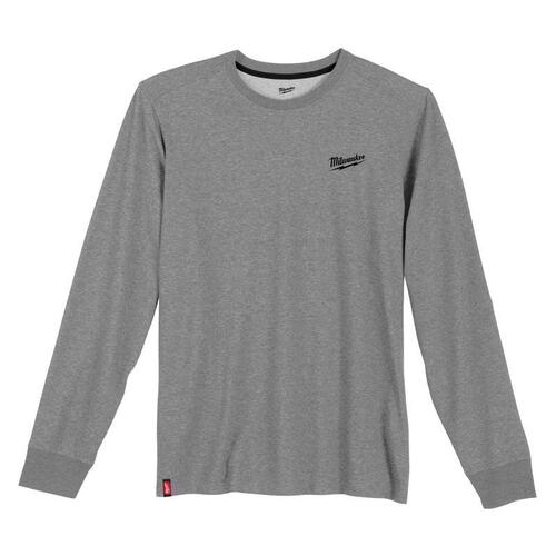 Milwaukee 604G-L Tee Shirt L Long Sleeve Men's Crew Neck Gray Hybrid Work Gray