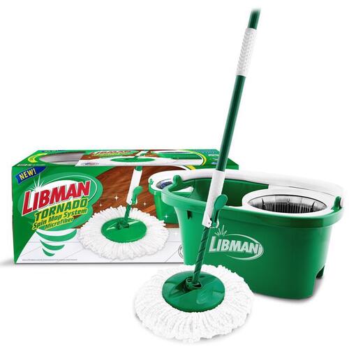 Tornado Spin Mop with Bucket, Metal/Microfiber, Green/White