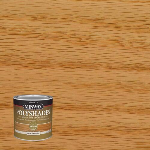 PolyShades 4444 Wood Stain and Polyurethane, Satin, Classic Oak, Liquid, 0.5 pt, Can