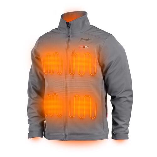 M12 TOUGHSHELL 204G-21-XL Heated Jacket, XL, Men's, Fits to Chest Size: 44 to 46 in, Polyester/Spandex, Gray