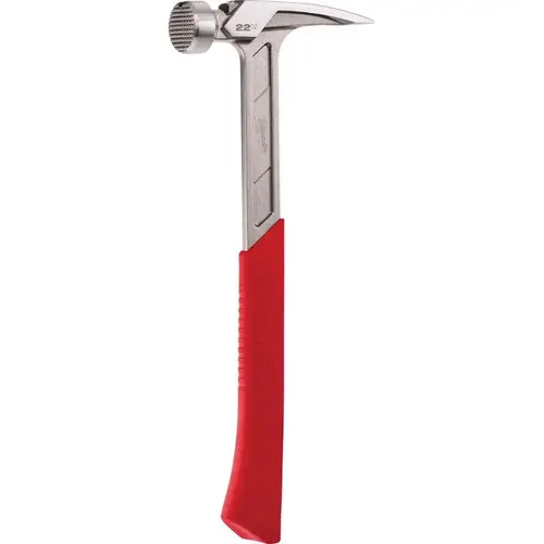 Hammer, 22 oz Head, Framing, Milled Face, Steel Head, 15 in OAL Red