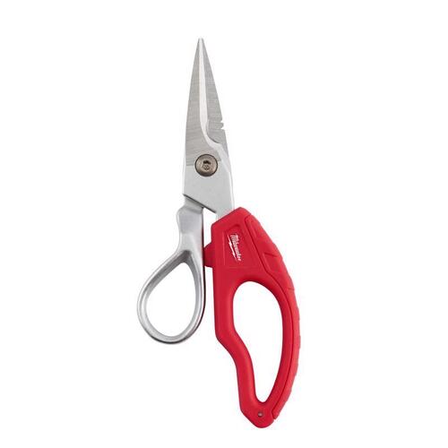 Electrician Snips 10.65" L Red Red