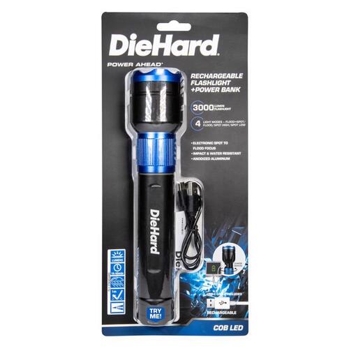 Flashlight Power Bank DieHard 3400 lm Black/Blue LED Black/Blue