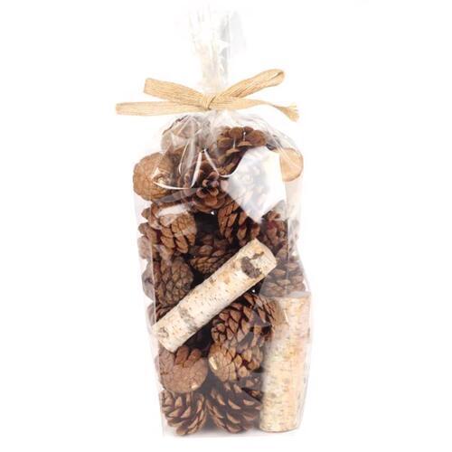Second Nature Design 04987 Indoor Christmas Decor Natural Birch and Pinecone Natural