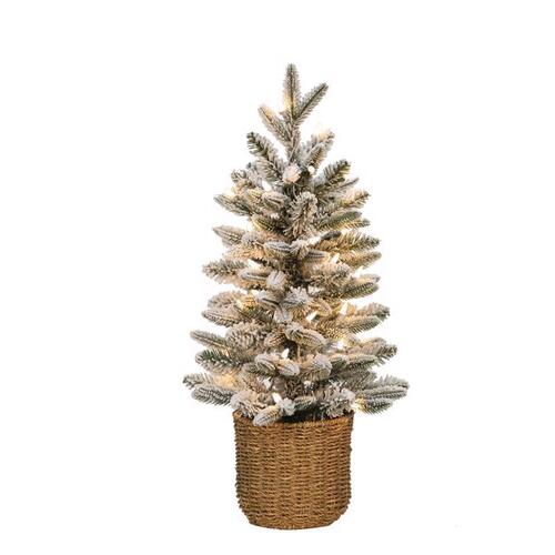 Christmas Tree 2 ft. Full LED 35 ct Flocked - pack of 4