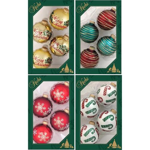 Indoor Christmas Decor Gold/Green/Red/White Ball Gold/Green/Red/White - pack of 12