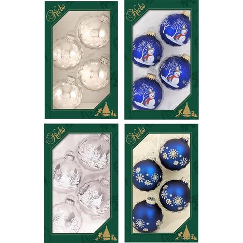 Indoor Christmas Decor Blue/Silver/White Ball Blue/Silver/White - pack of 12