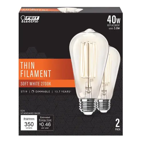 Filament LED Bulb ST19 E26 (Medium) Soft White 40 Watt Equivalence Clear