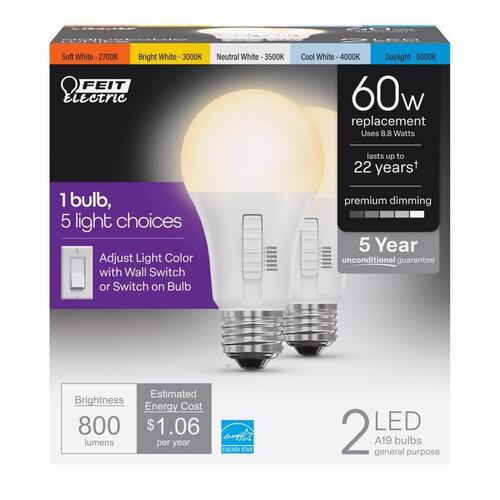 LED Light Bulb A19 E26 (Medium) Color Changing 60 Watt Equivalence White