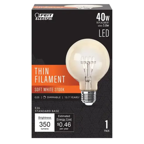 Filament LED Bulb LED Filament G25 E26 (Medium) Soft White 40 Watt Equivalence Clear