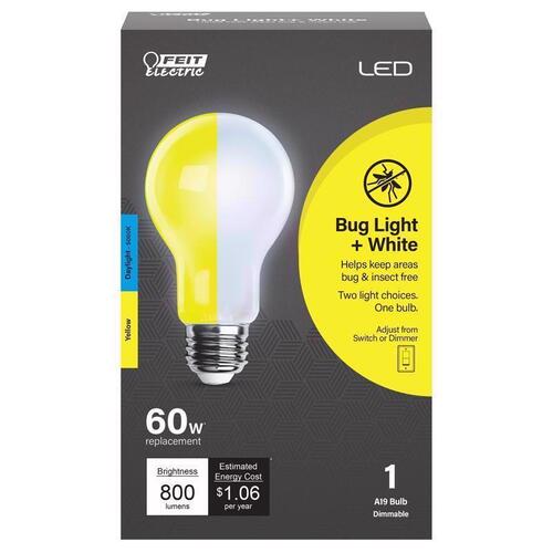 LED Bulb A19 E26 (Medium) Yellow 60 Watt Equivalence