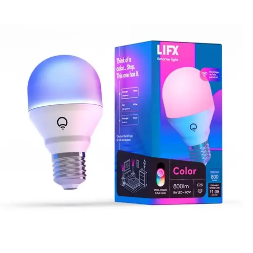 LED Bulb LED A19 E26 (Medium) Smart-Enabled Color Changing 9 Watt Equivalence Clear