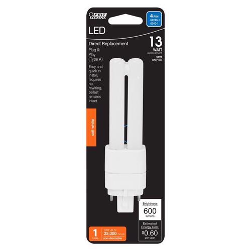 LED Tube Light PL GX24Q-1 4 Pin Soft White 13 Watt Equivalence White