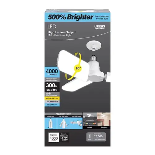 LED Garage Bulb Wide Surface E26 (Medium) Bright White 300 Watt Equivalence White