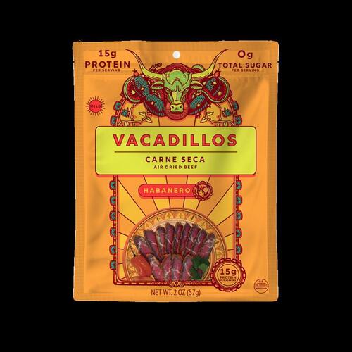 Vacadillos 65661 Beef Strips Carne Seca Habanero 2 oz Bagged