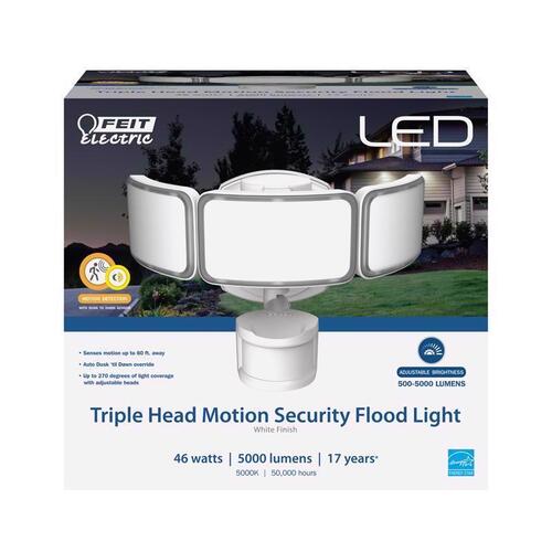 Security Floodlight Motion-Sensing Hardwired LED White White