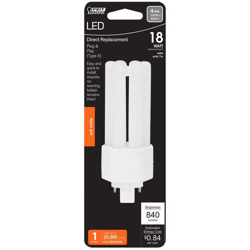 LED Light Bulb PL GX24Q-3 4-Pin Soft White 18 Watt Equivalence White