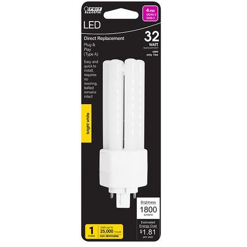 LED Light Bulb PL GX24Q-3 4-Pin Bright White 32 Watt Equivalence White