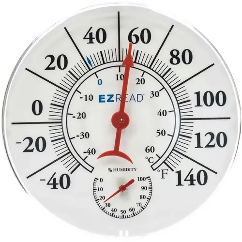 HEADWIND CONSUMER PRODUCTS 840-0209 Hygrometer/Thermometer EZRead Plastic White 8" White