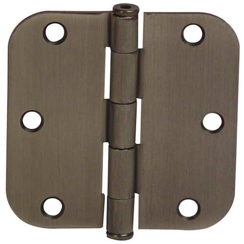 3-1/2" X 3-1/2" 5/8" Radius Solid Brass Residential Duty Hinge Oil Rubbed Bronze Finish Pair