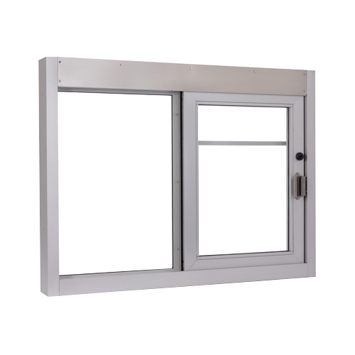 Quikserv SS-4030-216-9018-CR 48" x 36" California Drive Thru Slider Window For Food Service 216 sq in. (Restricted Panel) Right Hand Slide Clear Anodized Aluminum